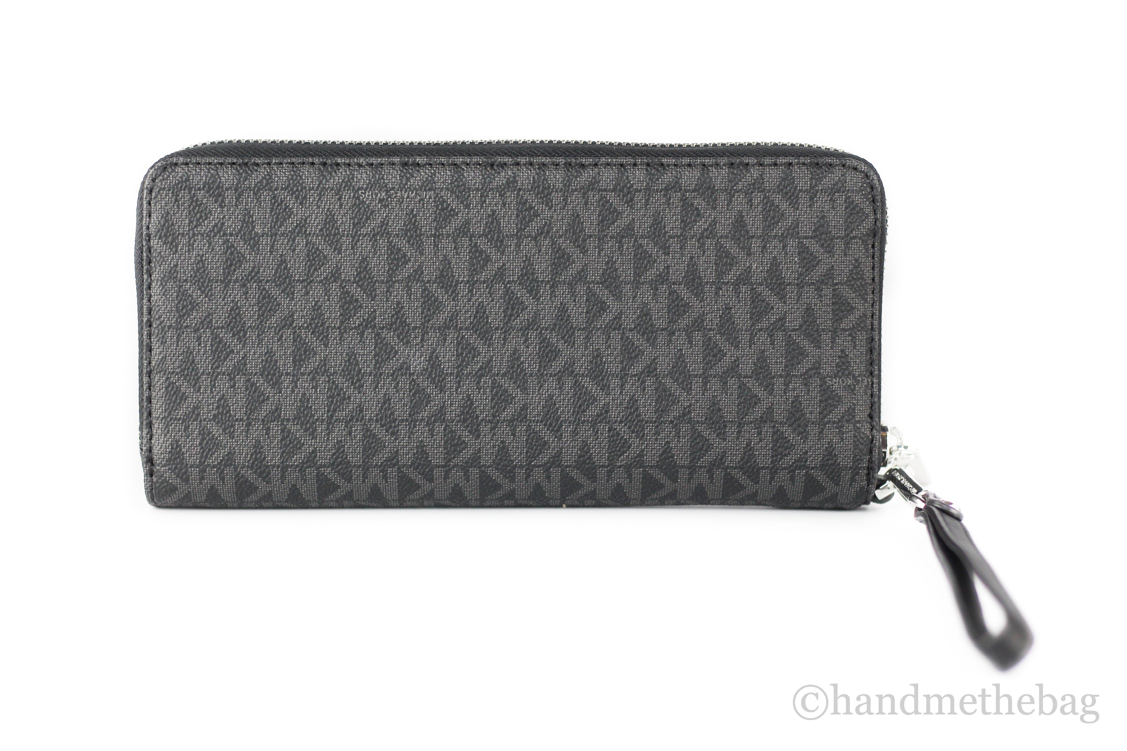 Michael Kors Jet Set Large Black Signature Continental Travel Wristlet Wallet